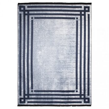 Sivý trendový koberec s protišmykovou úpravou a geometrickým vzorom Šírka: 140 cm | Dĺžka: 200 cm