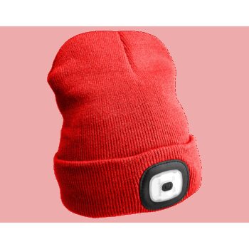 Sixtol Čiapka s čelovkou 45 lm, USB, uni, červená