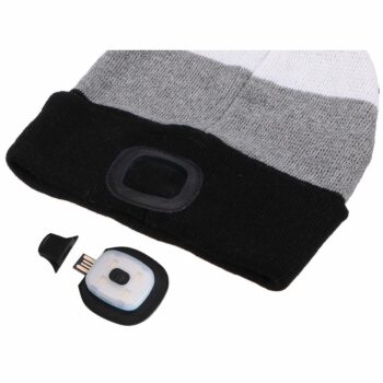 Sixtol Čiapka s čelovkou 45 lm, USB, uni, čiernobiela