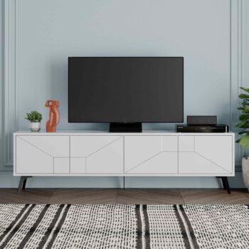 TV stolík ERESH: Škandinávska elegancia pre vašu obývaciu izbu Názov produktu: ERESH Popis: ERESH je < strong>TV stolík inšpirovaný škandinávskym dizajnom, ktorý prinesie elegantný štýl do vašej obývačky. S jeho čistým a jednoduchým obdĺžnikovým tvarom je ideálny pre moderné domovy.  Typ tovaru: TV stolík Materiál: Kombinácia melamínu, VT laminátu, a lesklého kovu, dodáva výrobku odolnosť a luxusný vzhľad. Rozmer: 50 x 180 x 29.6 cm - ideálne rozmery pre väčšinu televízorov na trhu.< /li> Farba: Čisto biela, dokonale zapadne do väčšiny interiérov. Funkcia: Push to open - jednoduché otváranie dvierok bez použitia madiel . Vybavenie: 4 plné dverové dvierka, ktoré skryjú všetko, čo potrebujete mať po ruke, ale nechcete mať na očiach. Štýl:  Škandinávsky - jednoduchosť, funkčnosť a elegancia v jednom. Tvar: Obdĺžnikový, rovný - ideálny pre moderné domovy. Hrúbka materiálu: 18mm - zaručuje vysokú stabilitu a životnosť. Dodatočné informácie: Lesklé kovové prvky, ktoré dokresľujú luxusný vzhľad produktu.  < p>ERESH TV stolík je dokonalou voľbou pre tých, ktorí hľadajú kvalitné, funkčné a zároveň štýlový kus nábytku pre svoju obývaciu izbu.