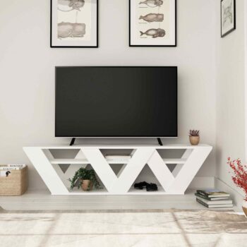 TV stolík GRIM Pre milovníkov čistých línií a elegantného dizajnu prichádza GRIM - TV stolík inšpirovaný škandinávskym štýlom, ideálny pre vašu obývaciu izbu.  < li>Typ tovaru: TV stolík Materiál: Kombinácia melamínu, VT laminátu a ďalších vysoko kvalitných materiálov  Rozmer: 40 x 158 x 30 cm Farba: Čisto biela, dokonale ladí s každým interiérom Vybavenie: Praktické odkladacie police na uloženie AV komponentov alebo dekorácií Tvar: Tradičný obdĺžnikový s rovnými hranami Hrúbka materiálu: Solídnych 18mm pre dlhodobú odolnosť  TV stolík GRIM nie je len funkčným doplnkom, ale aj štýlovým prvkom, ktorý dodá vašej obývačke škandinávsky nádych a eleganciu.