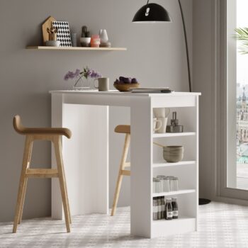 STYLE 1 - Elegancia a funkčnosť v škandinávskom štýlePredstavujeme vám STYLE 1 - barový stôl, ktorý je dokonalým doplnkom do vašej obývačky alebo jedálne. S jemným škandinávskym dizajnom a praktickým regálkom je to nielen kus nábytku, ale aj skvelý spojenec pre organizáciu vášho priestoru.Materiál: Kvalitné LTD - pre dlhotrvajúcu odolnosť a eleganciu.Rozmery: 120 x 51.6 x 101.8 cm - optimálna veľkosť, ktorá zapadne do každého priestoru.Farba: Čistá a elegantná biela - pre nadčasový vzhľad vo vašom interiéri.Extra výbava: Regál, ktorý vám umožní skladovanie vášho obľúbeného nápoja, pohárov alebo iných doplnkov.Štýl: Moderný škandinávsky dizajn, ktorý dodá vášmu priestoru čerstvý a elegantný vzhľad.Nechajte sa uniesť krásou a funkcionalitou STYLE 1 a doprajte svojmu domovu ten pravý škandinávsky nádych.Dodávame v demonte.