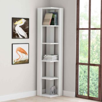 PANDO - Škandinávsky rohový regál pre elegantnú obývaciu izbu Typ: Regál, knižnica Materiál: Vysoko kvalitný melamín a VT laminát Rozmer: 161 x 34 x 34 cm, perfektne využije roh vašej obývačky Farba: Čisto biela - elegantná a univerzálna farba pre každý interiér  Vybavenie: 4 políc, ponúka dostatok priestoru pre vaše obľúbené knihy, fotky a dekorácie Štýl: Škandinávsky - jednoduchý, ale moderný dizajn Tvar: Rohový - ideálne riešenie pre optimalizáciu priestoru Hrúbka materiálu:  18mm - robustná a odolná konštrukcia  Oživte svoju obývačku elegantným a funkčným rohovým regálom PANDO v škandinávskom štýle.