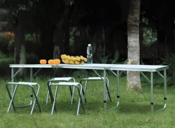 Skladací cateringový stôl 180 x 60 cm biely 3-časťový