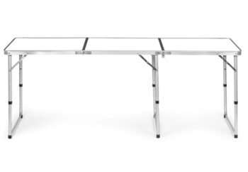 Skladací cateringový stôl 180 x 60 cm biely 3-časťový
