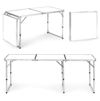Skladací cateringový stôl 180 x 60 cm biely 3-časťový