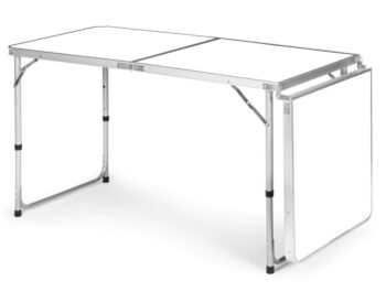 Skladací cateringový stôl 180 x 60 cm biely 3-časťový