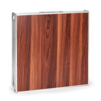 Skladací cateringový stôl 180 x 60 cm s imitáciou dreva 3-časťový