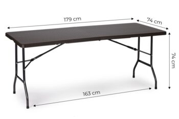 Skladací záhradný banketový cateringový stôl 180 cm - ratan
