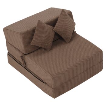 Skladacie kreslo/matrac PELOS, svetlo hnedá