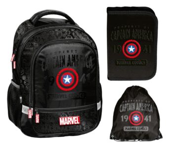 Školský set Captain America Avengers – batoh + peračník + taška na prezúvky