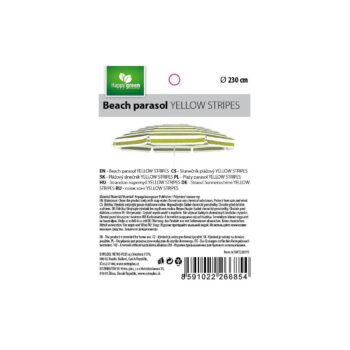 Slunečník VTP 50XT2205YS plážový 230 cm, green-yellow