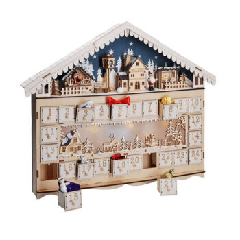 Solight LED adventný kalendár Horská chata, 10x LED, 50 x 40 cm, 2x AA