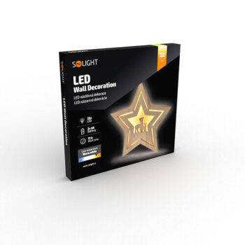 Solight LED nástenná dekorácia Vianočná hviezda, 24x LED, 2x AA