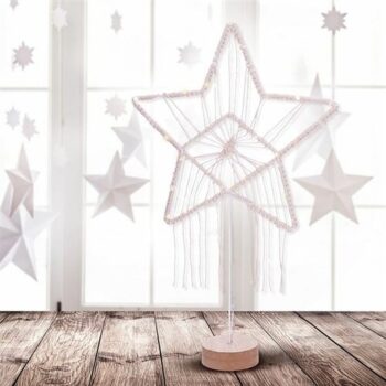 Solight LED vianočná hviezda Lapač snov, biela, 49 cm, 45x LED, 2x AAA