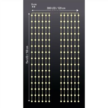 Solight Okenný vianočný záves, 300 mini LED, 1,5 x 1,2 m, s časovačom
