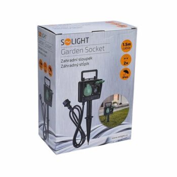 Solight PG01 Záhradný stĺpik IP44, 2 zásuvky, gumový kábel 1,5 m