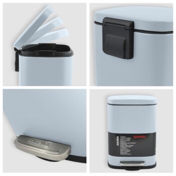 Spirella pedálový odpadkový kôš Akira 5 l, matná ľadovo modrá