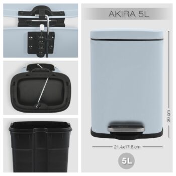 Spirella pedálový odpadkový kôš Akira 5 l, matná ľadovo modrá