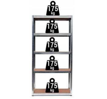Stabilný kovový úložný regál s 5 policami 180x90x30