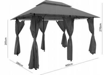 Stabilný záhradný pavilón 3 x 4 m sivá