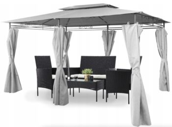 Stabilný záhradný pavilón 3 x 4 m sivá