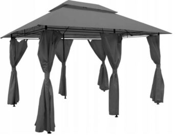 Stabilný záhradný pavilón 3 x 4 m sivá