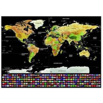 Stieracia mapa sveta s vlajkami 82 x 59 cm + príslušnstvo