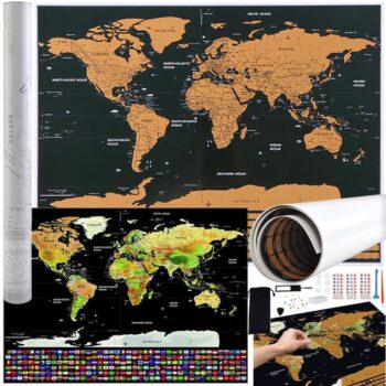 Stieracia mapa sveta s vlajkami 82 x 59 cm + príslušnstvo