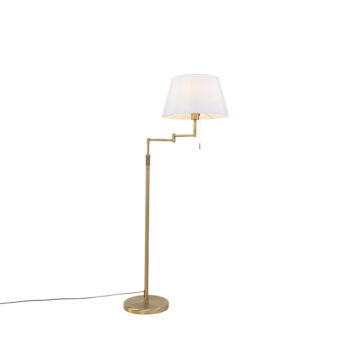 Stojaca lampa bronzová s bielym tienidlom a nastaviteľným ramenom - Ladas Deluxe
