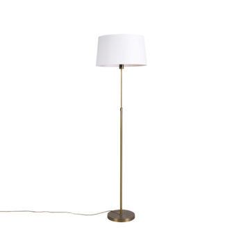 Stojaca lampa bronzová s ľanovým tienidlom bielym 45 cm nastaviteľná - Parte