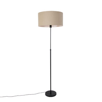 Stojaca lampa čierna nastaviteľná s tienidlom svetlohnedá 50 cm - Parte