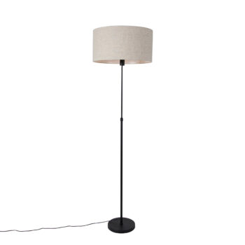 Stojaca lampa čierna nastaviteľná so svetlosivým tienidlom 50 cm - Parte