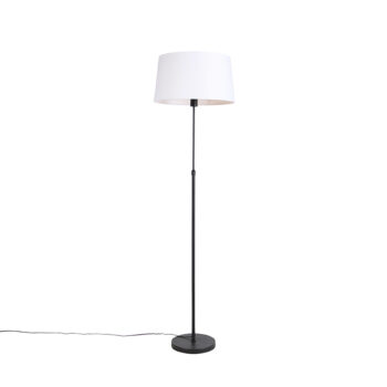 Stojaca lampa čierna s bielym ľanovým tienidlom 45 cm nastaviteľná - Parte