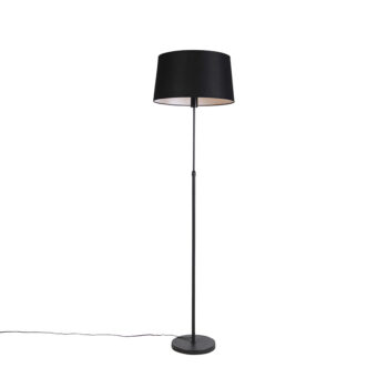 Stojaca lampa čierna s čiernym ľanovým tienidlom 45 cm nastaviteľná - Parte
