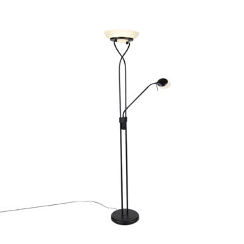 Stojaca lampa čierna s lampou na čítanie vrátane LED a stmievača Dim to Warm - Empoli