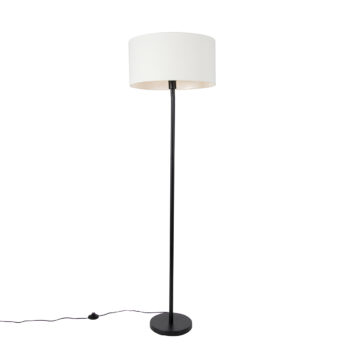 Stojaca lampa čierna s tienidlom bielym 50 cm - Simplo