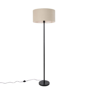 Stojaca lampa čierna s tienidlom svetlohnedá 50 cm - Simplo