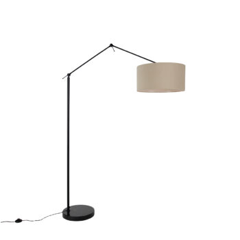 Stojaca lampa čierna so svetlohnedým tienidlom 50 cm nastaviteľná - Editor