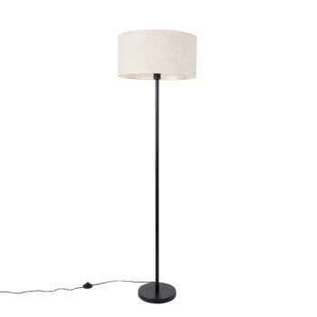 Stojaca lampa čierna so svetlosivým tienidlom 50 cm - Simplo