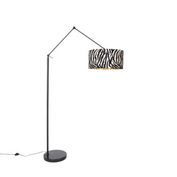 Stojaca lampa čierna so zebra tienidlom 50 cm - Editor