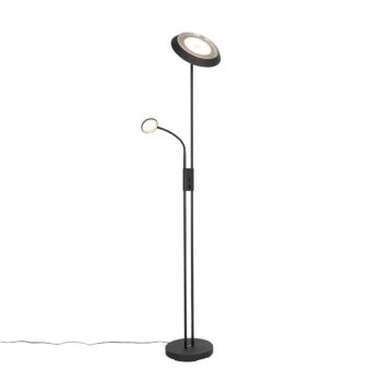 Stojaca lampa čierna vrátane LED a stmievača so svetlom na čítanie - Fez