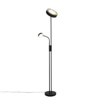 Stojaca lampa čierna vrátane LED a stmievača so svetlom na čítanie - Kelso