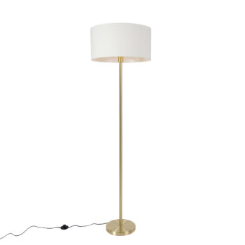 Stojaca lampa mosadz s bielym tienidlom 50 cm - Simplo