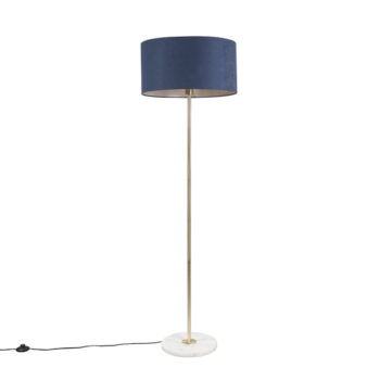 Stojaca lampa mosadz s modrým tienidlom 50 cm - Kaso