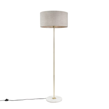 Stojaca lampa mosadz s sivým tienidlom 50 cm - Kaso