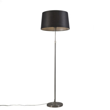 Stojaca lampa oceľ s tienidlom čierna 45 cm nastaviteľná - Parte