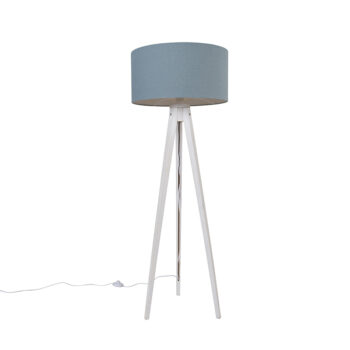 Stojaca lampa trojnožka biela so svetlomodrým tienidlom 50 cm - Tripod Classic