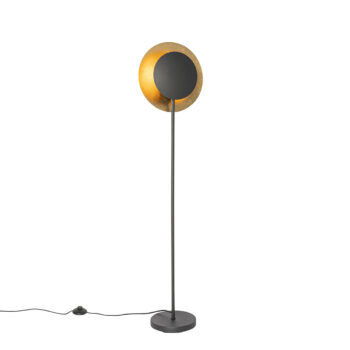 Stojaca lampa v štýle Art Deco čierna so zlatom - Emilienne