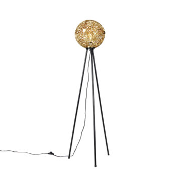 Stojaca lampa v štýle Art Deco trojnožka zlatá - Maro